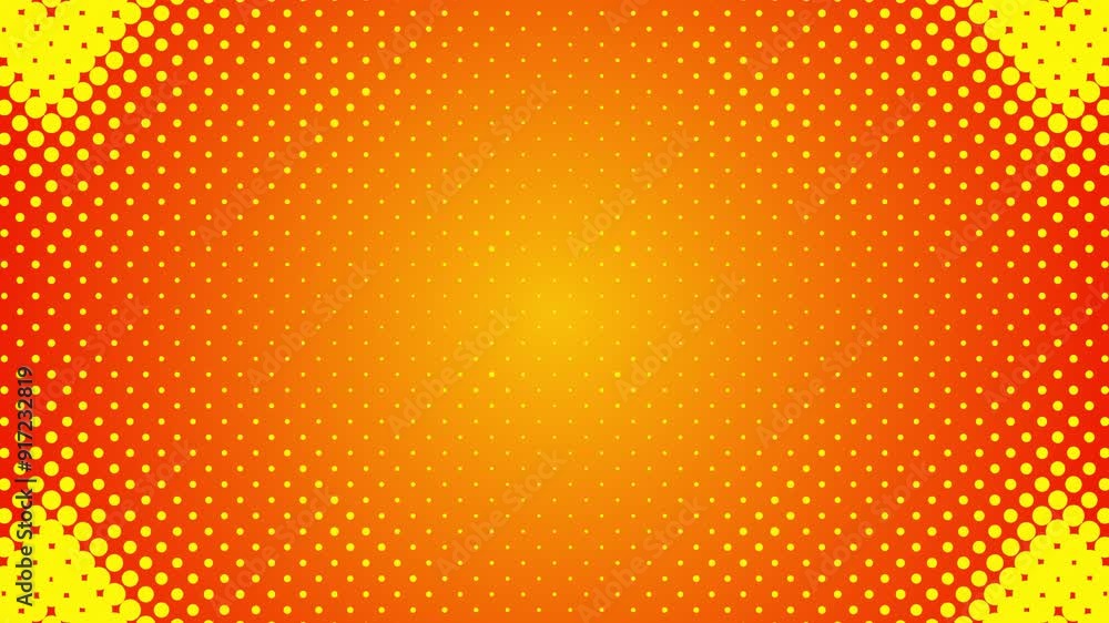 Poster abstract glowing yellow color halftone motion background. moving dots seamless loop. abstract animat