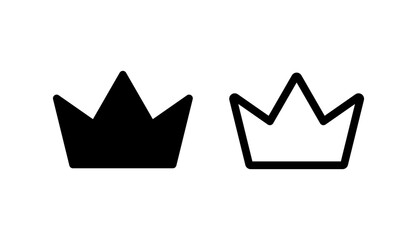 Simple crown icon. Flat black line crown illustration.