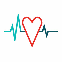 Heart beat line art vector illustration