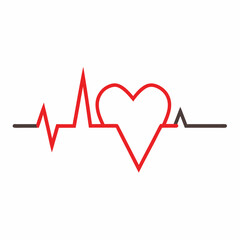 Heart beat line art vector illustration