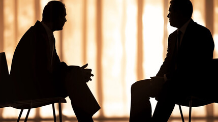 Two men in silhouette have a conversation
