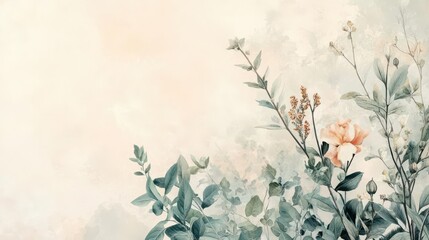Light and airy botanical elements with soft pastel tones, offering a natural and decorative background