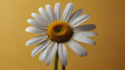 Naklejka premium Several daisies in it on a table in front of yellow background 