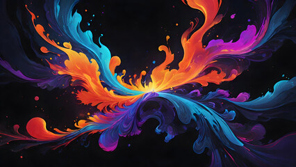 Fototapeta premium Fractal Waves of Light and red blue purple flaming in abstract background