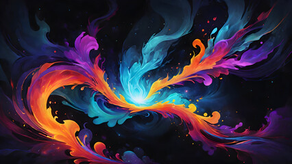 Naklejka premium Fractal Waves of Light and red blue purple flaming in abstract background