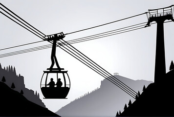 minimalist silhouette cableway gondola transportation theme
