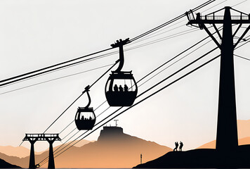 minimalist silhouette cableway gondola transportation theme