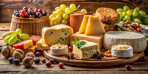 Gourmet Cheese Board with Grapes, Nuts, and Berries, cheeseboard, gourmet food, appetizer, cheese lover