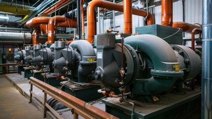 Fototapeta premium Industrial HVAC equipment installed in commercial building