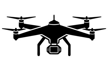 Drone camera silhouette vector illustration, black design, on white background. vector illustration.