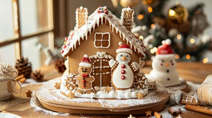 Photo of gingerbread, Christmas food, Winter, Home, Man, Gingerbread background, Holiday, Biscuit, Tree, Table, Winter gingerbread cookies, Winter shape, 