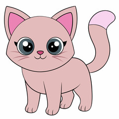 Cute  light pink cat art vector illustration
