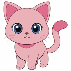 Fototapeta premium Cute light pink cat art vector illustration