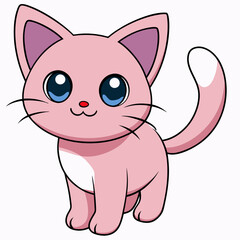Cute  light pink cat art vector illustration