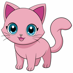 Cute  light pink cat art vector illustration