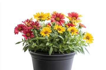 Fototapeta premium Colorful gaillardia flowers in the pot isolated on a white background