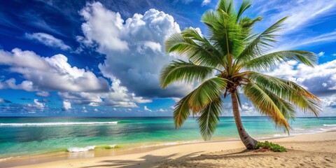Palm Tree Oasis on Tropical Beach, Tropical Beach , Palm Tree , Paradise , Ocean