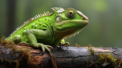 Obraz premium Green Lizard on a Branch
