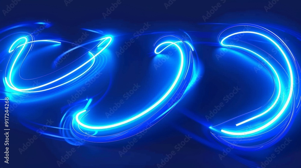 Poster 3d abstract neon light elements with a wave effect.