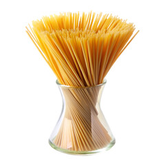 Uncooked Italian spaghetti in glass