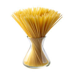 Uncooked Italian spaghetti in glass