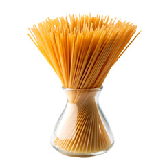 Uncooked Italian spaghetti in glass