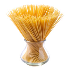 Uncooked Italian spaghetti in glass