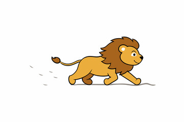 A cartoon lion sprinting across a savannah art vector illustration