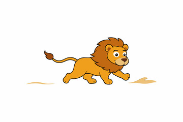 A cartoon lion sprinting across a savannah art vector illustration