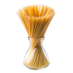 Uncooked Italian spaghetti in glass