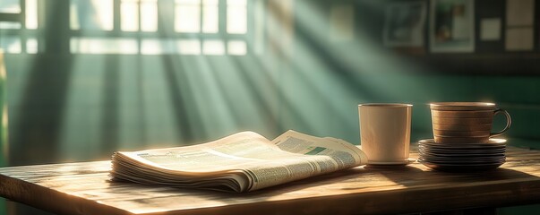 Newspaper delivery with morning light, Monday morning, keeping up with the news