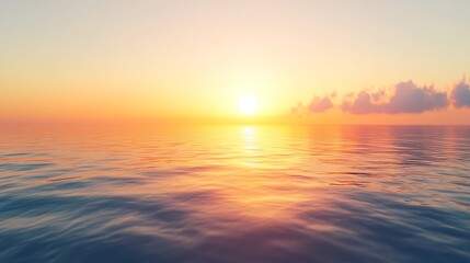 Fototapeta premium A golden sunset reflected in calm ocean water