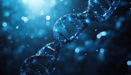 A stunning visualization of DNA strands illuminated by blue light, showcasing the beauty of genetic structure and science.