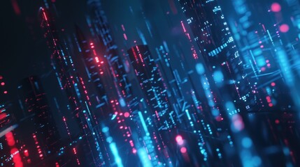 Obraz premium Abstract Neon Cityscape with Glowing Lines