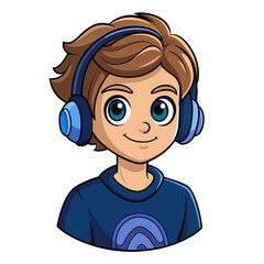 Obraz premium A male witching headphone art vector illustration