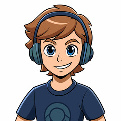 Obraz premium A male witching headphone art vector illustration