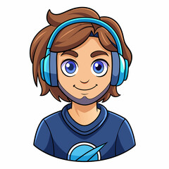 Obraz premium A male witching headphone art vector illustration