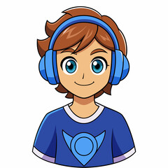 Obraz premium A male witching headphone art vector illustration