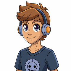 Obraz premium A male witching headphone art vector illustration