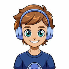 Obraz premium A male witching headphone art vector illustration