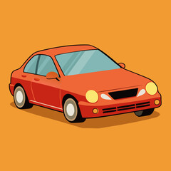 Véhicule de voiture ou d’automobile garé sur l’herbe de pelouse de secteur place le dessin animé plat d’illustration de modèle