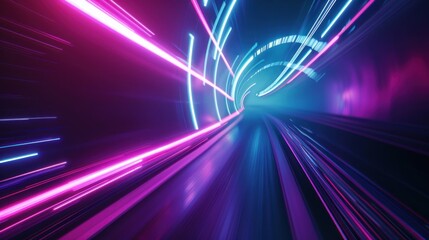 Obraz premium Neon Lights Tunnel in Motion