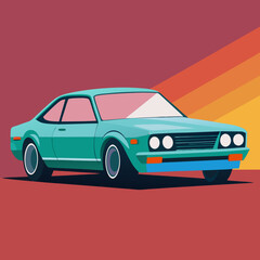 Obraz premium Véhicule de voiture ou d’automobile garé sur l’herbe de pelouse de secteur place le dessin animé plat d’illustration de modèle