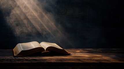 Open Bible in a Dramatic Light