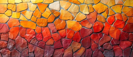 Wall Covered With Pieces Of Ceramic Tiles. Illustration On The Theme Of Textures And Surfaces.  Generative AI