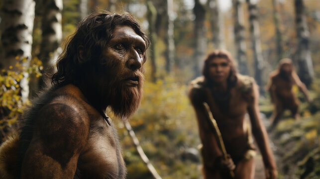 A group of homo sapiens in their natural habitat 40,000 years ago 