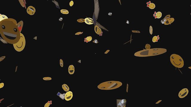 flying icon emojies like and smile with transparent background 