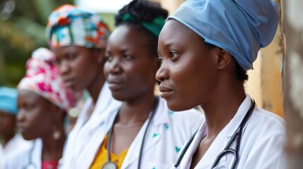 Female healthcare workers leading a global health initiative