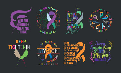 Suicide prenention week vector trendy word t shirt design