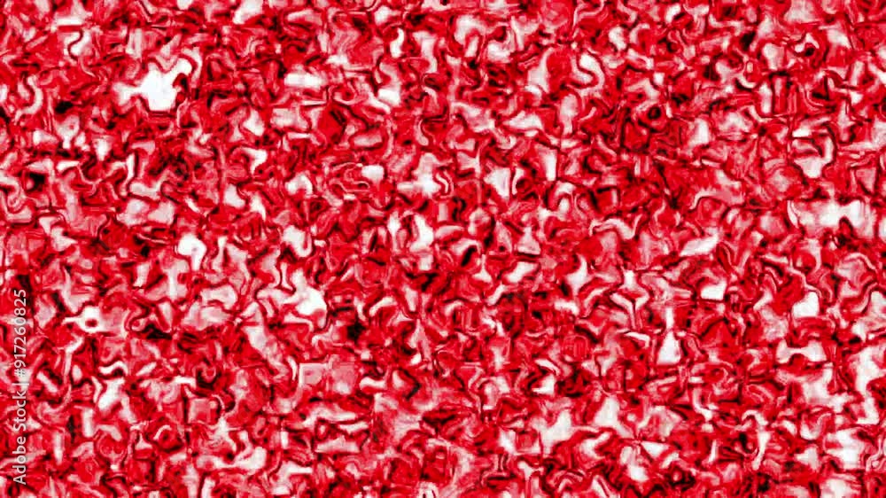 Poster red white line string fractal noise background animation. 4k